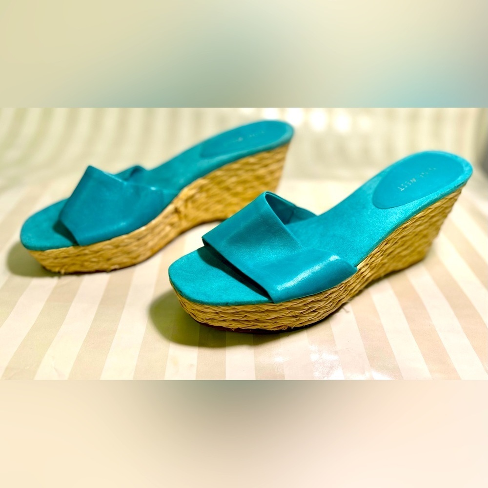Nine West Turquoise Woven Wedge Heels​